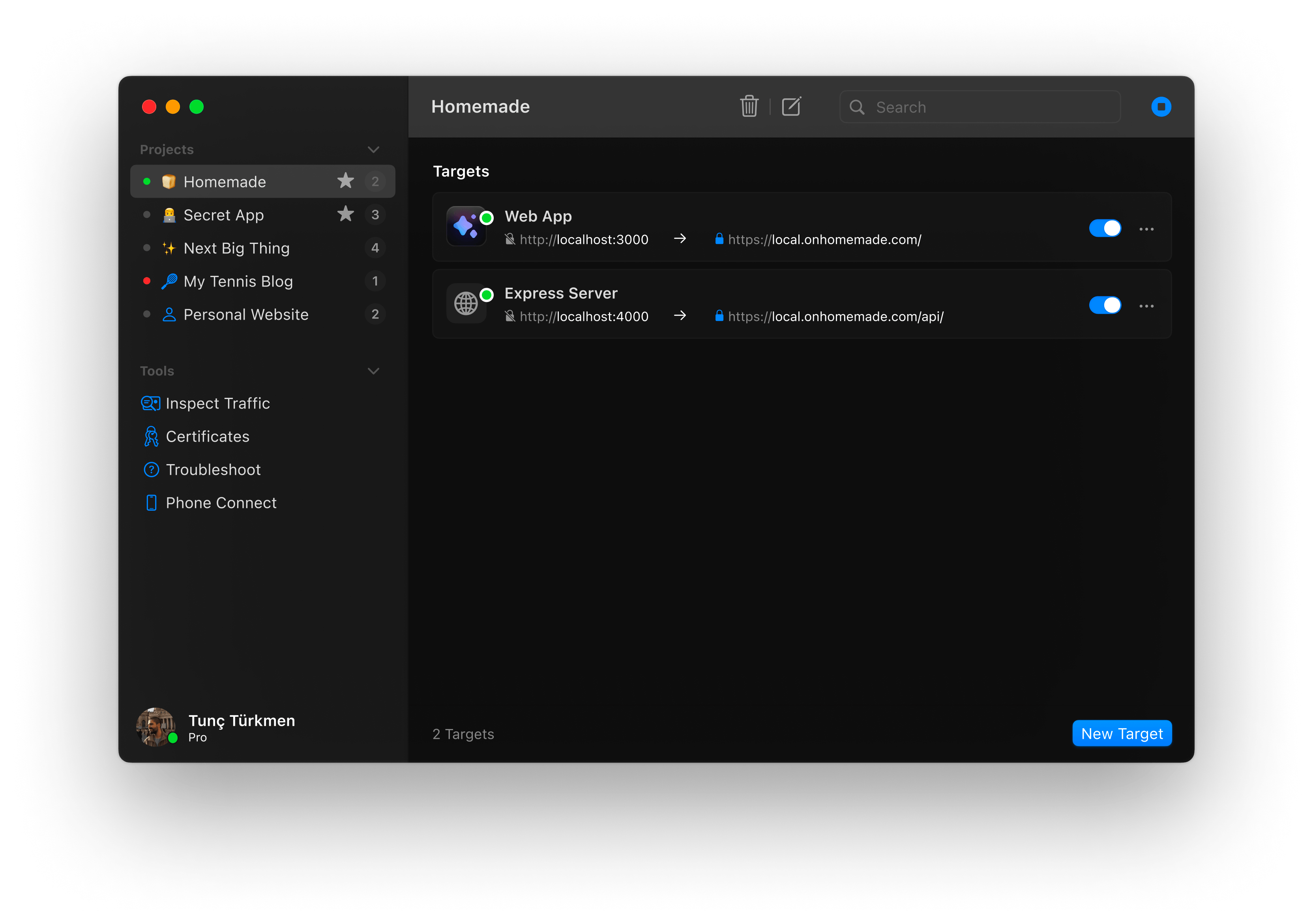 Homemade App Screenshot